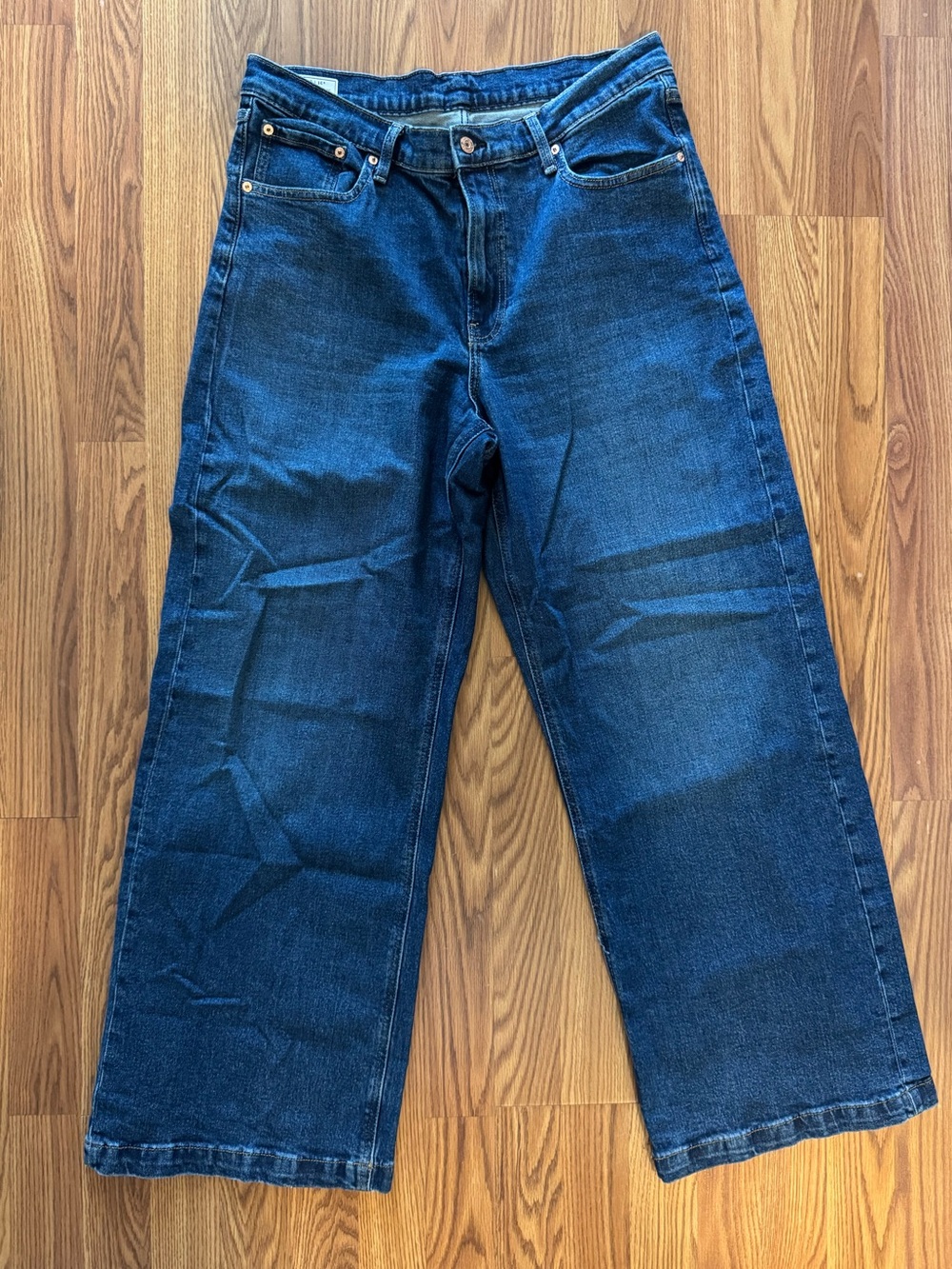GAP High Rise Stride Wide Leg Jeans Size 33/16 Medium Wash